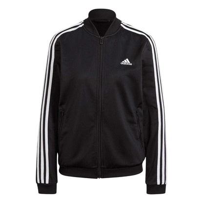 Black-White Melange - Back - Adidas Womens-Ladies 3 Stripes Tracksuit