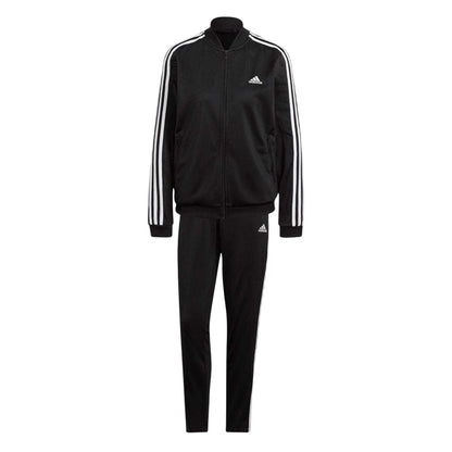 Black-White Melange - Front - Adidas Womens-Ladies 3 Stripes Tracksuit