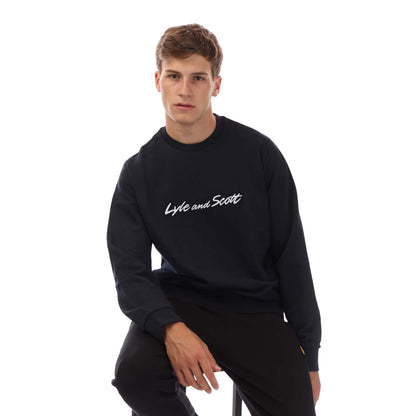 Navy-White - Lifestyle - Lyle & Scott Mens Script Sweatshirt