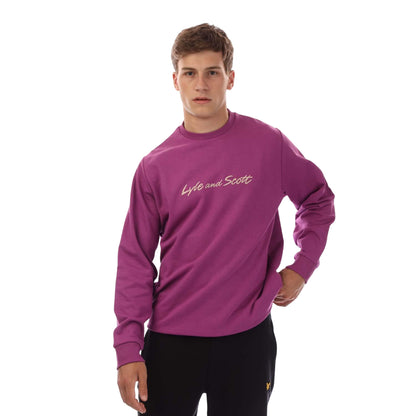 Purple - Front - Lyle & Scott Mens Script Sweatshirt