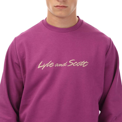 Purple - Side - Lyle & Scott Mens Script Sweatshirt