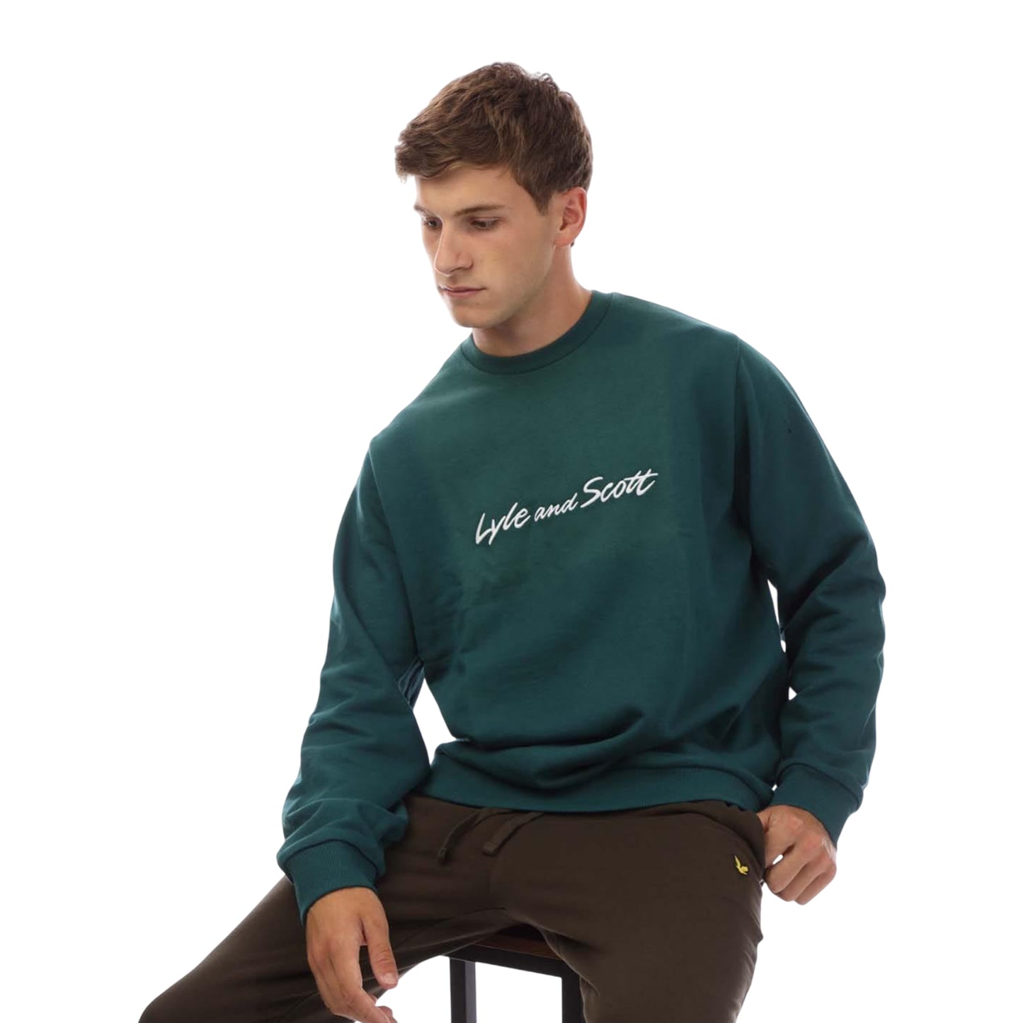 Green-White - Lifestyle - Lyle & Scott Mens Script Sweatshirt