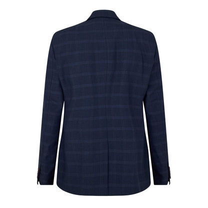 Navy - Back - Ted Baker Mens Rust Plaid Flap Pocket Suit Jacket