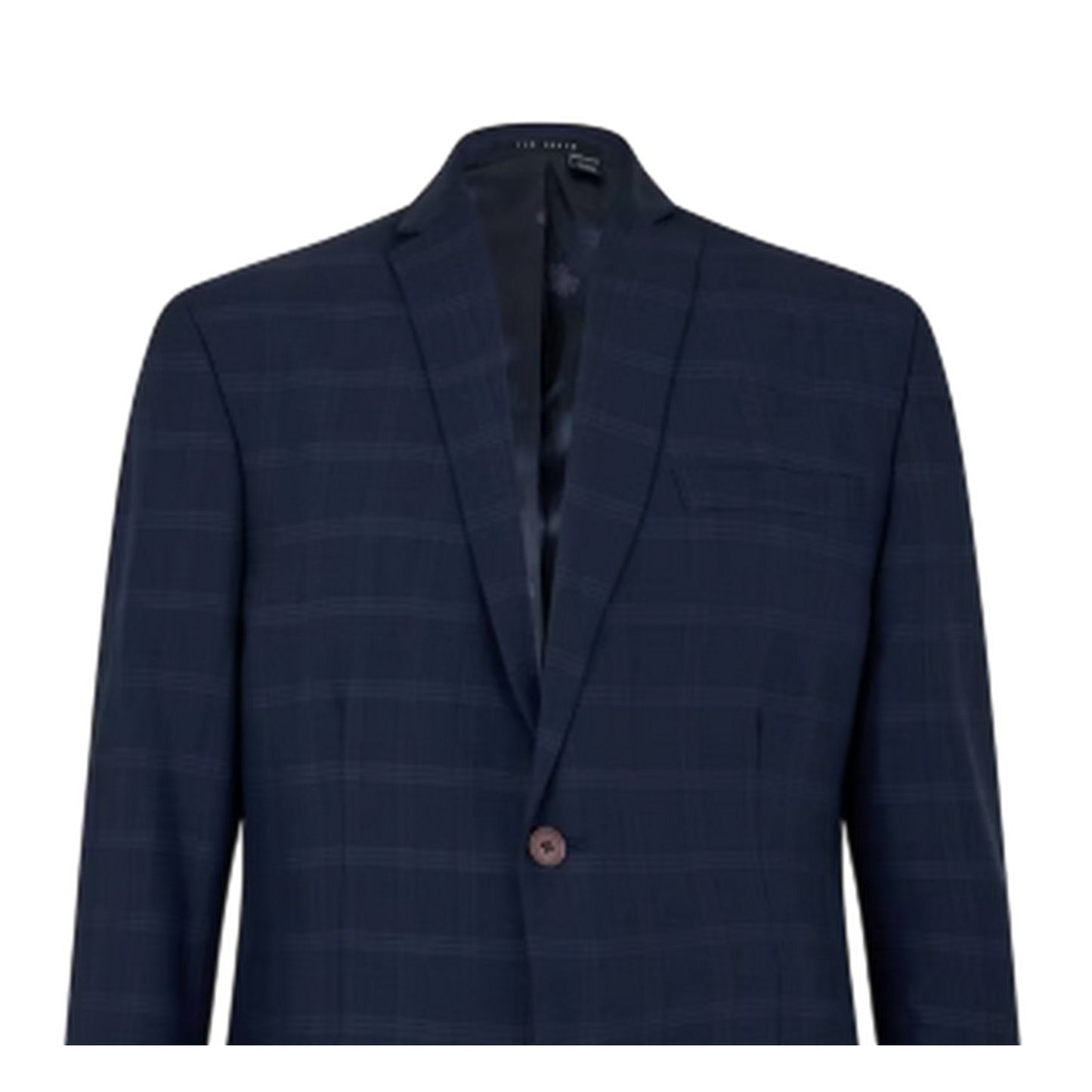 Navy - Side - Ted Baker Mens Rust Plaid Flap Pocket Suit Jacket