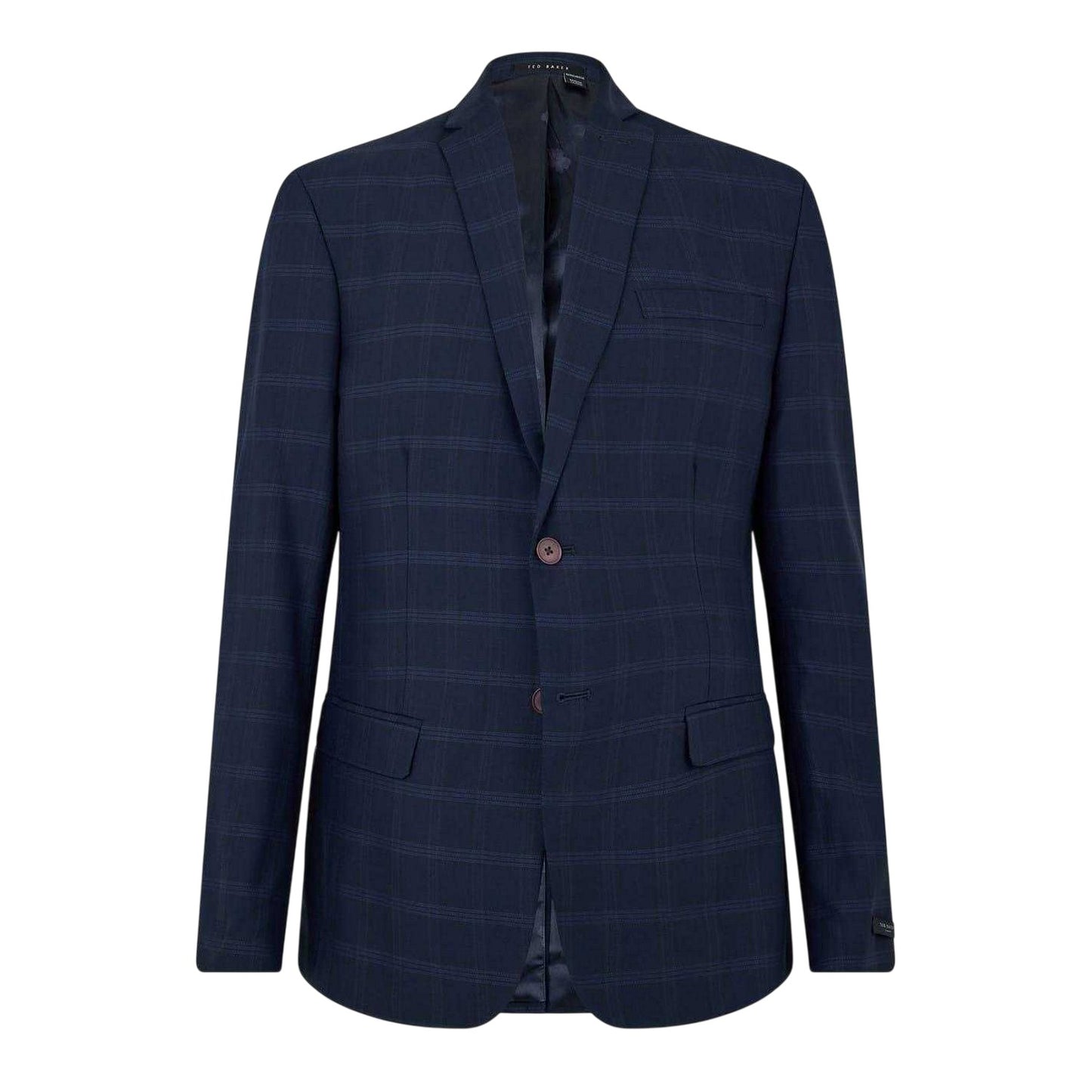 Navy - Front - Ted Baker Mens Rust Plaid Flap Pocket Suit Jacket