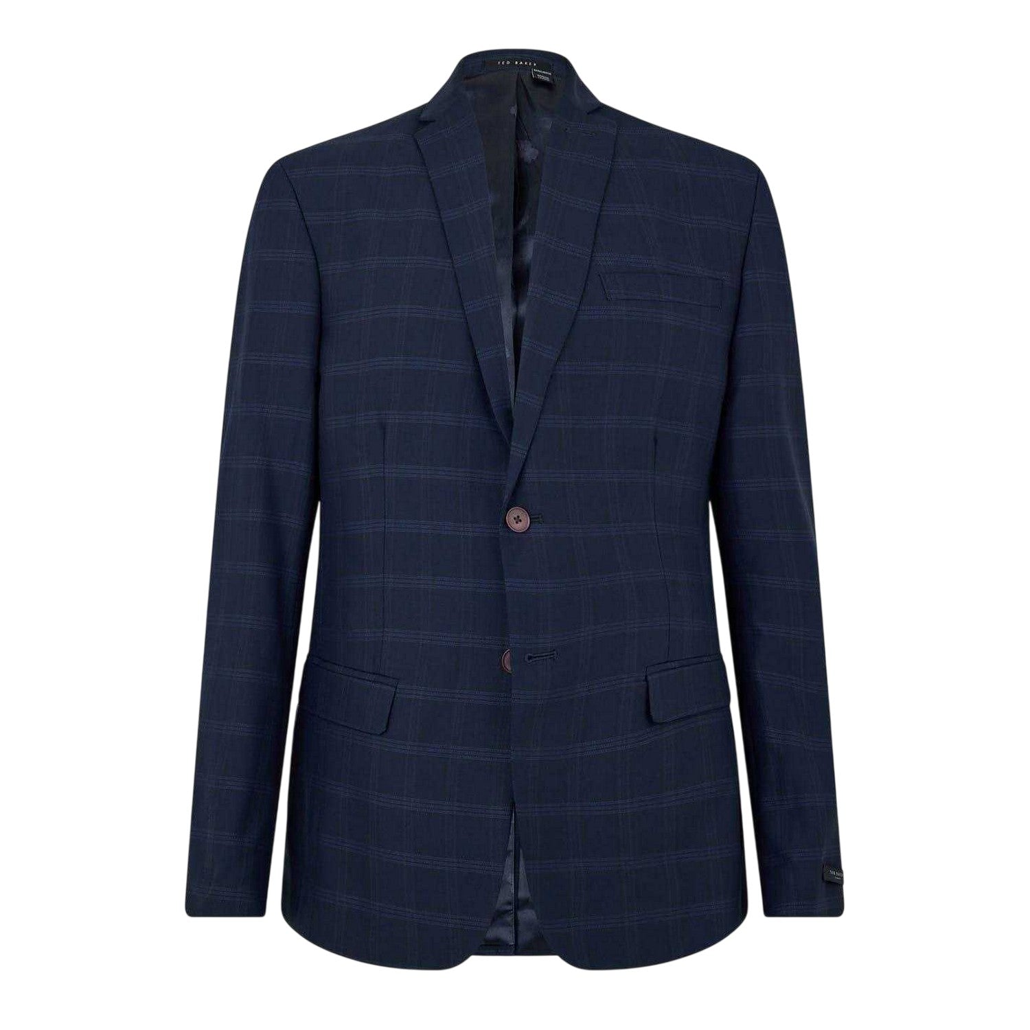 Navy - Front - Ted Baker Mens Rust Plaid Flap Pocket Suit Jacket
