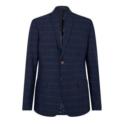 Navy - Front - Ted Baker Mens Rust Plaid Flap Pocket Suit Jacket