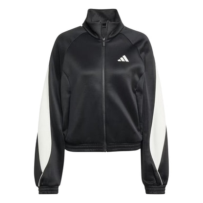 Black-White - Front - Adidas Womens-Ladies Tracksuit Top