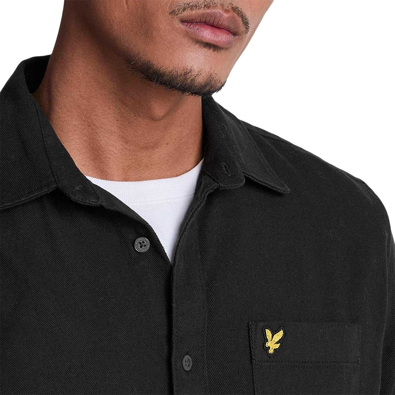 Black - Side - Lyle & Scott Mens Logo Twill Shirt