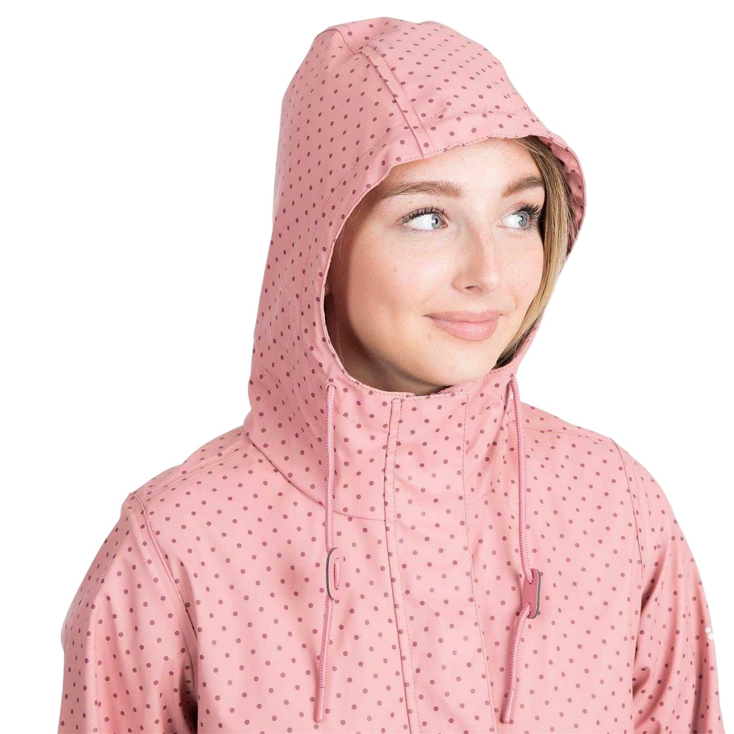 Dusty Rose - Side - Trespass Womens-Ladies Splosh Hooded Ribbed Cuff Raincoat