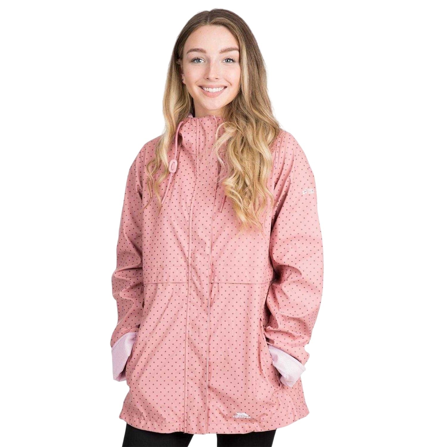 Dusty Rose - Pack Shot - Trespass Womens-Ladies Splosh Hooded Ribbed Cuff Raincoat