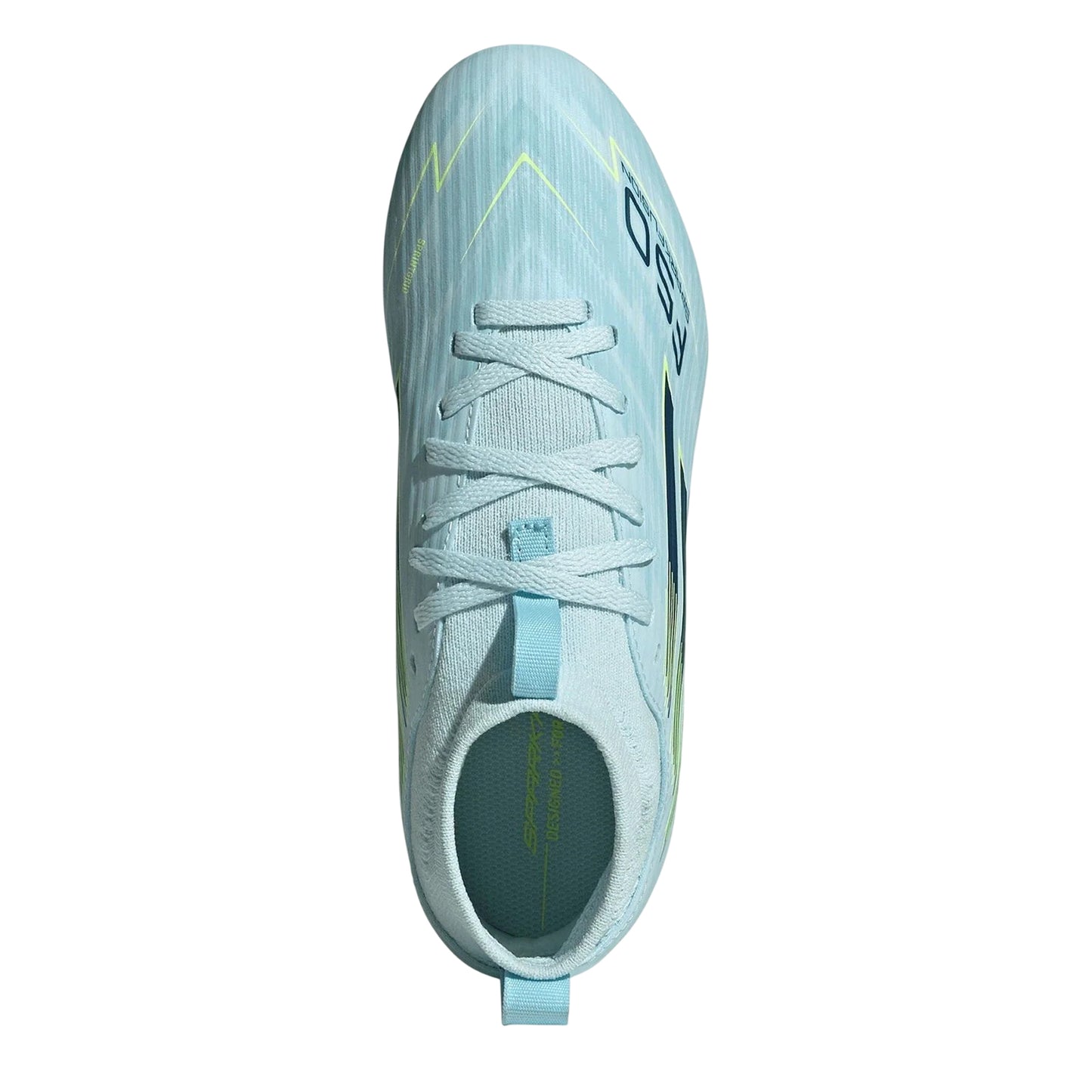 Light Blue-Yellow - Back - Adidas Childrens-Kids F50 League Firm Ground Football Boots