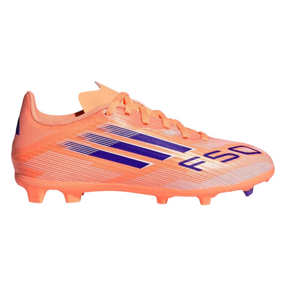 Orange-Blue - Front - Adidas Childrens-Kids F50 League Firm Ground Football Boots