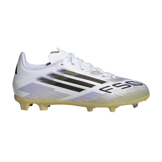 White - Front - Adidas Childrens-Kids F50 League Firm Ground Football Boots