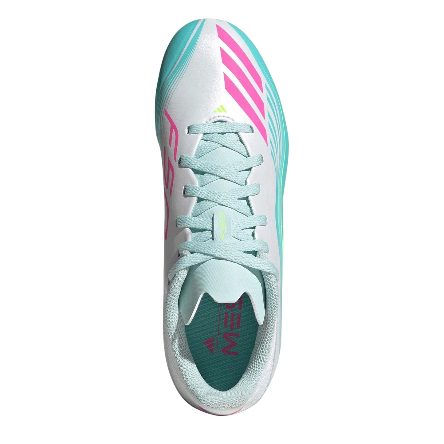 White-Pink-Blue - Back - Adidas Childrens-Kids F50 League Firm Ground Football Boots