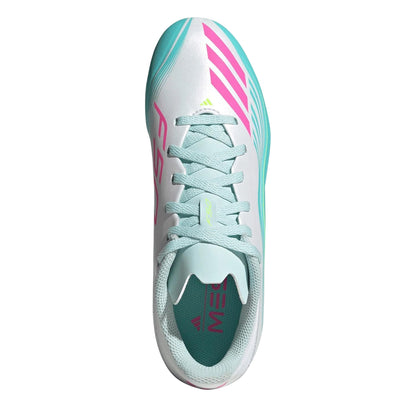 White-Pink-Blue - Back - Adidas Childrens-Kids F50 League Firm Ground Football Boots