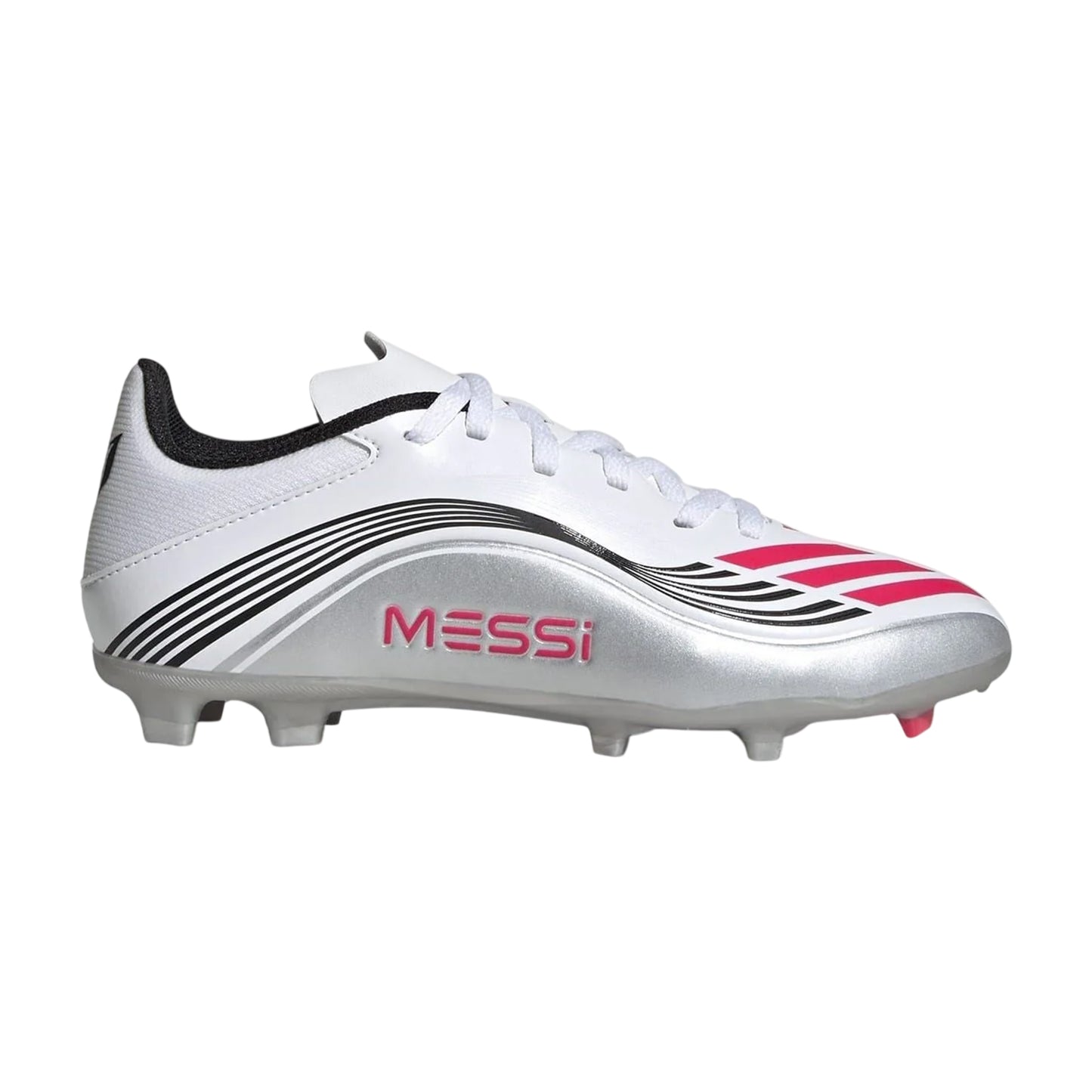 White-Red - Front - Adidas Childrens-Kids F50 League Firm Ground Football Boots