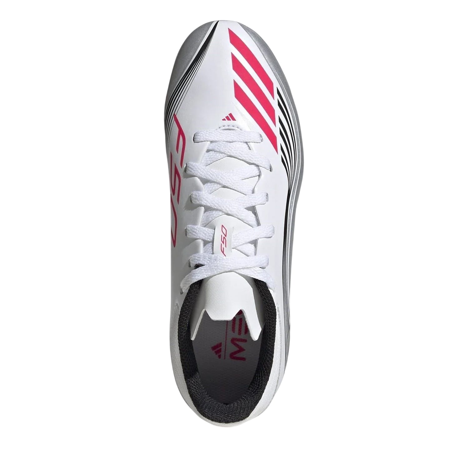 White-Red - Back - Adidas Childrens-Kids F50 League Firm Ground Football Boots