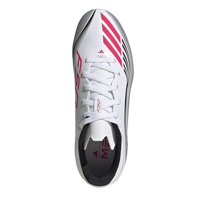 White-Red - Back - Adidas Childrens-Kids F50 League Firm Ground Football Boots