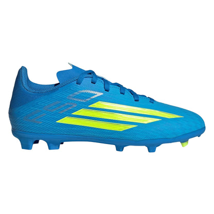Blue-Solar Yellow - Front - Adidas Childrens-Kids F50 League Firm Ground Football Boots
