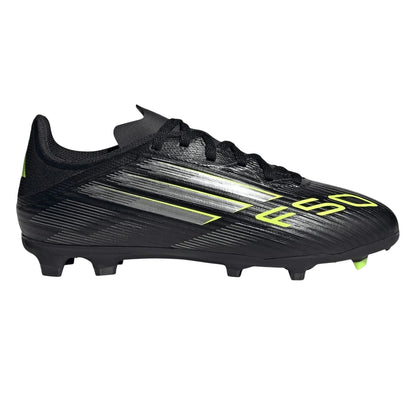 Black-Lemon - Front - Adidas Childrens-Kids F50 League Firm Ground Football Boots