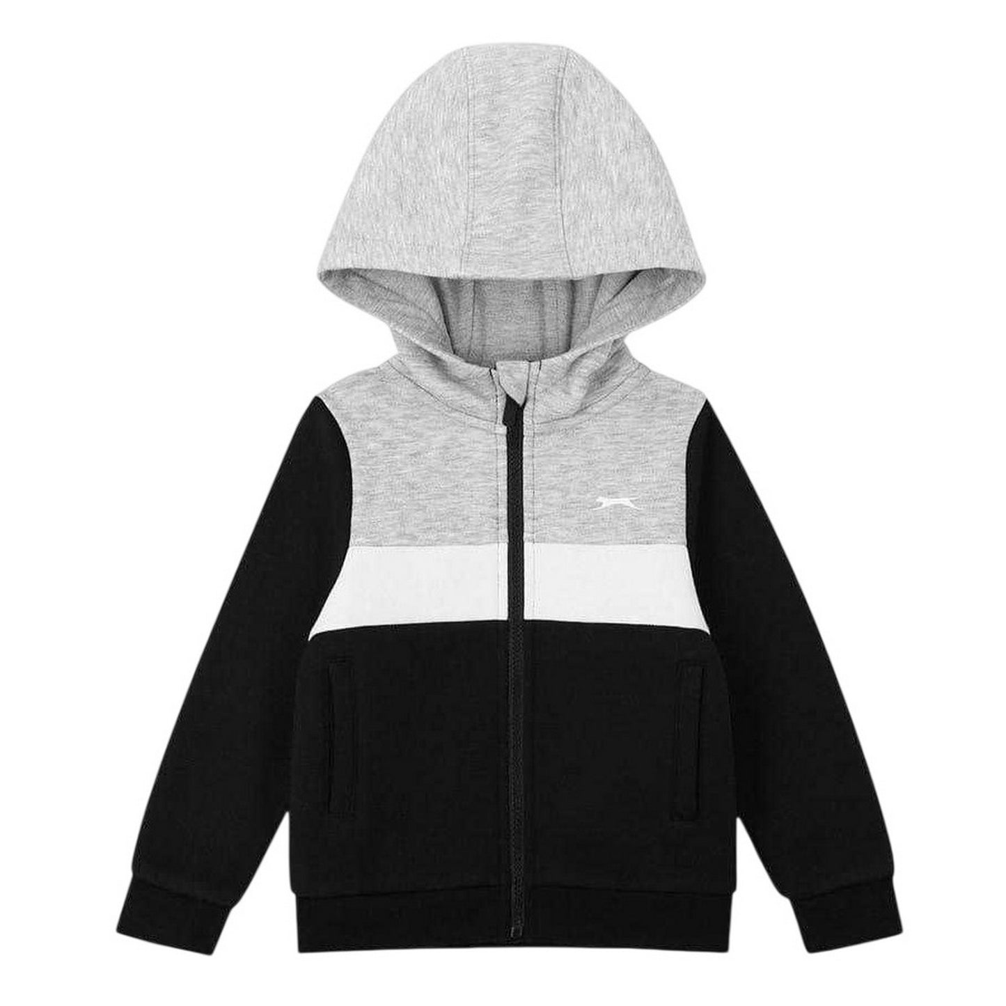 Black-Grey - Back - Slazenger Childrens-Kids Colour Block Fleece Tracksuit