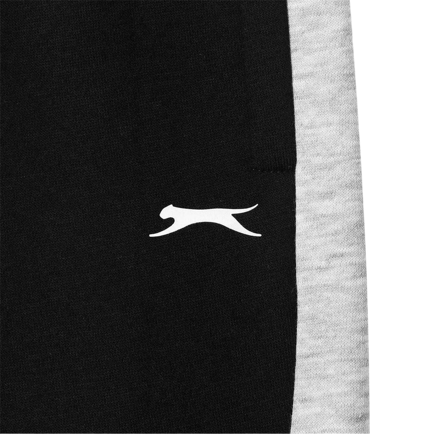 Black-Grey - Pack Shot - Slazenger Childrens-Kids Colour Block Fleece Tracksuit