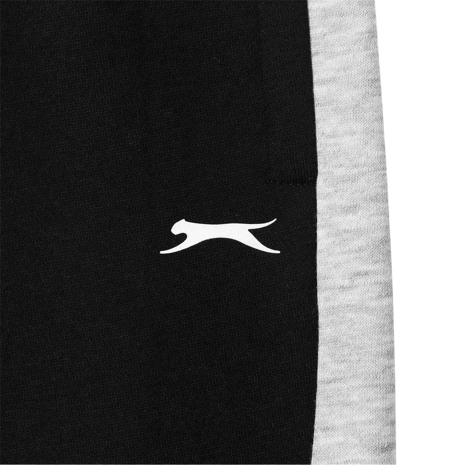 Black-Grey - Pack Shot - Slazenger Childrens-Kids Colour Block Fleece Tracksuit