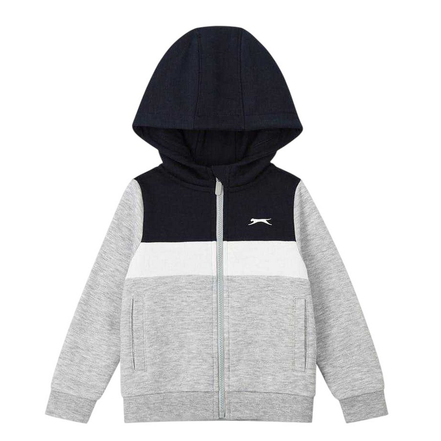 Navy-Grey - Back - Slazenger Childrens-Kids Colour Block Fleece Tracksuit