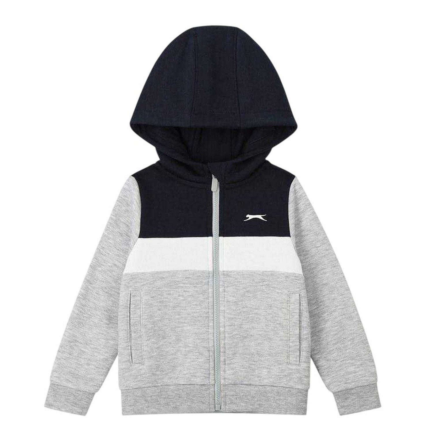 Navy-Grey - Back - Slazenger Childrens-Kids Colour Block Fleece Tracksuit