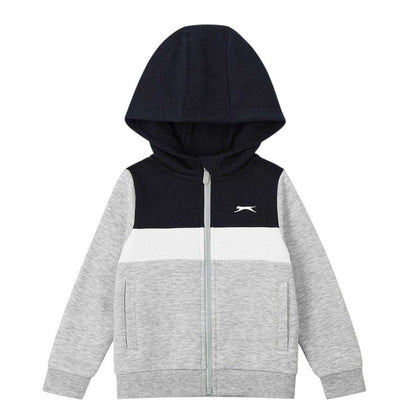 Navy-Grey - Back - Slazenger Childrens-Kids Colour Block Fleece Tracksuit