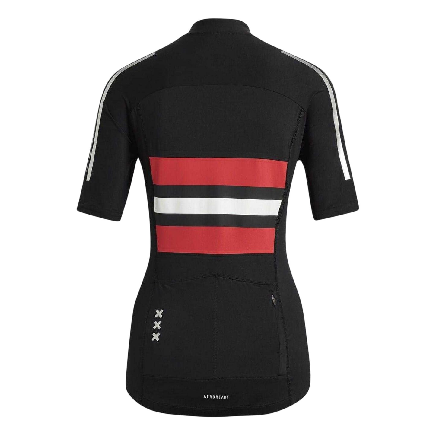 Black - Back - Adidas Womens-Ladies Ajax Mock Neck Short-Sleeved Cycling Jersey