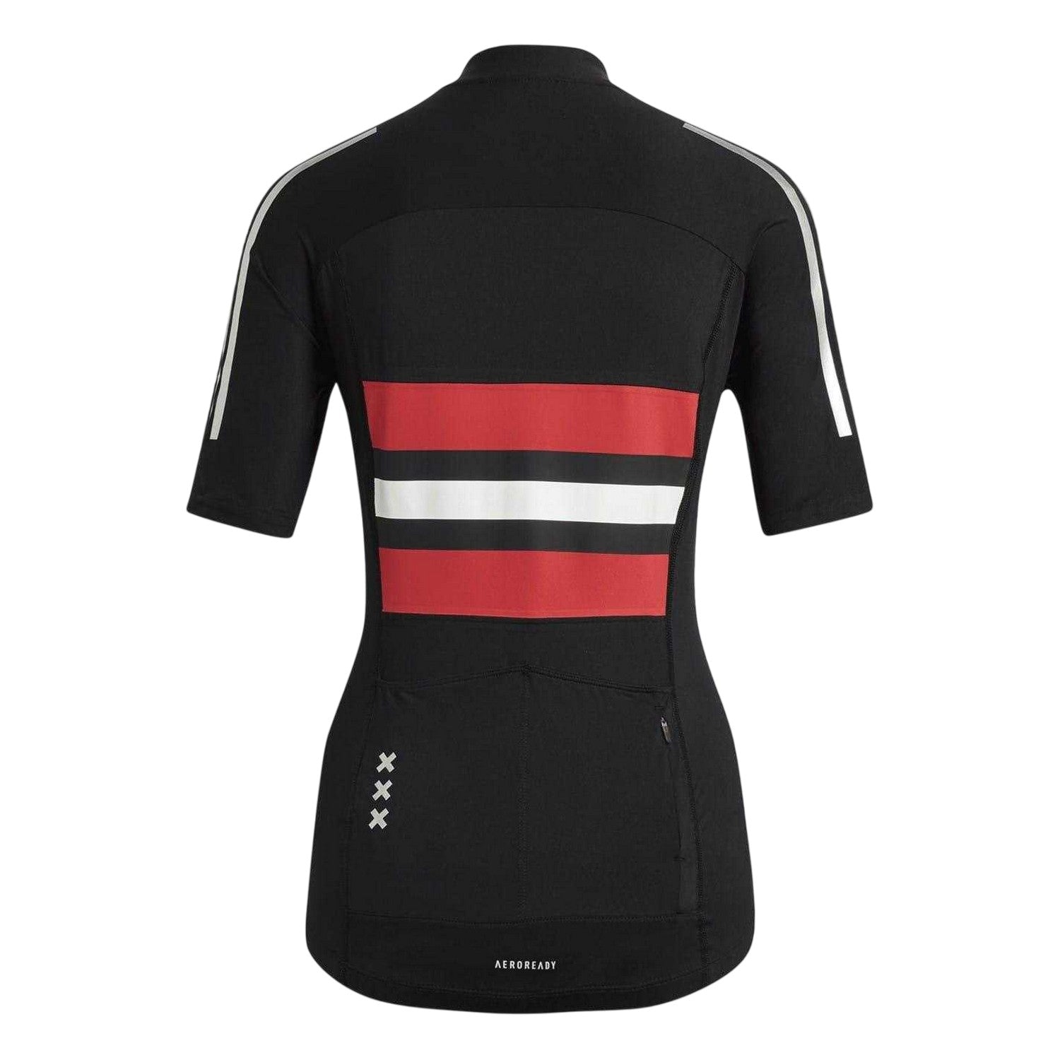 Black - Back - Adidas Womens-Ladies Ajax Mock Neck Short-Sleeved Cycling Jersey