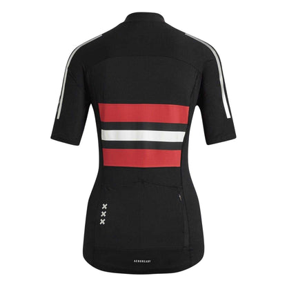 Black - Back - Adidas Womens-Ladies Ajax Mock Neck Short-Sleeved Cycling Jersey