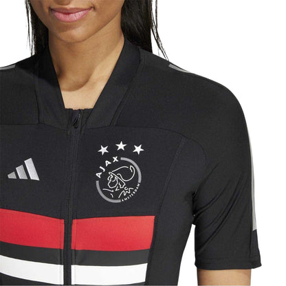 Black - Side - Adidas Womens-Ladies Ajax Mock Neck Short-Sleeved Cycling Jersey
