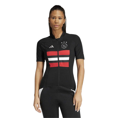 Black - Pack Shot - Adidas Womens-Ladies Ajax Mock Neck Short-Sleeved Cycling Jersey