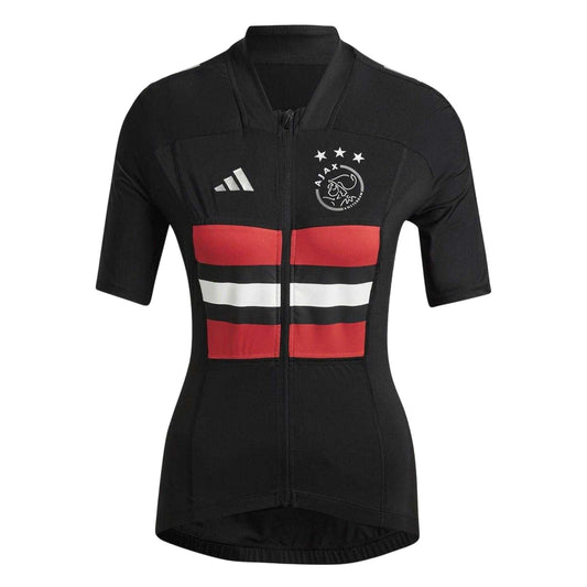 Black - Front - Adidas Womens-Ladies Ajax Mock Neck Short-Sleeved Cycling Jersey