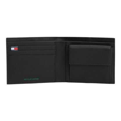 Black - Side - Tommy Jeans Tri-Fold Leather Card Wallet