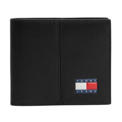 Black - Front - Tommy Jeans Tri-Fold Leather Card Wallet