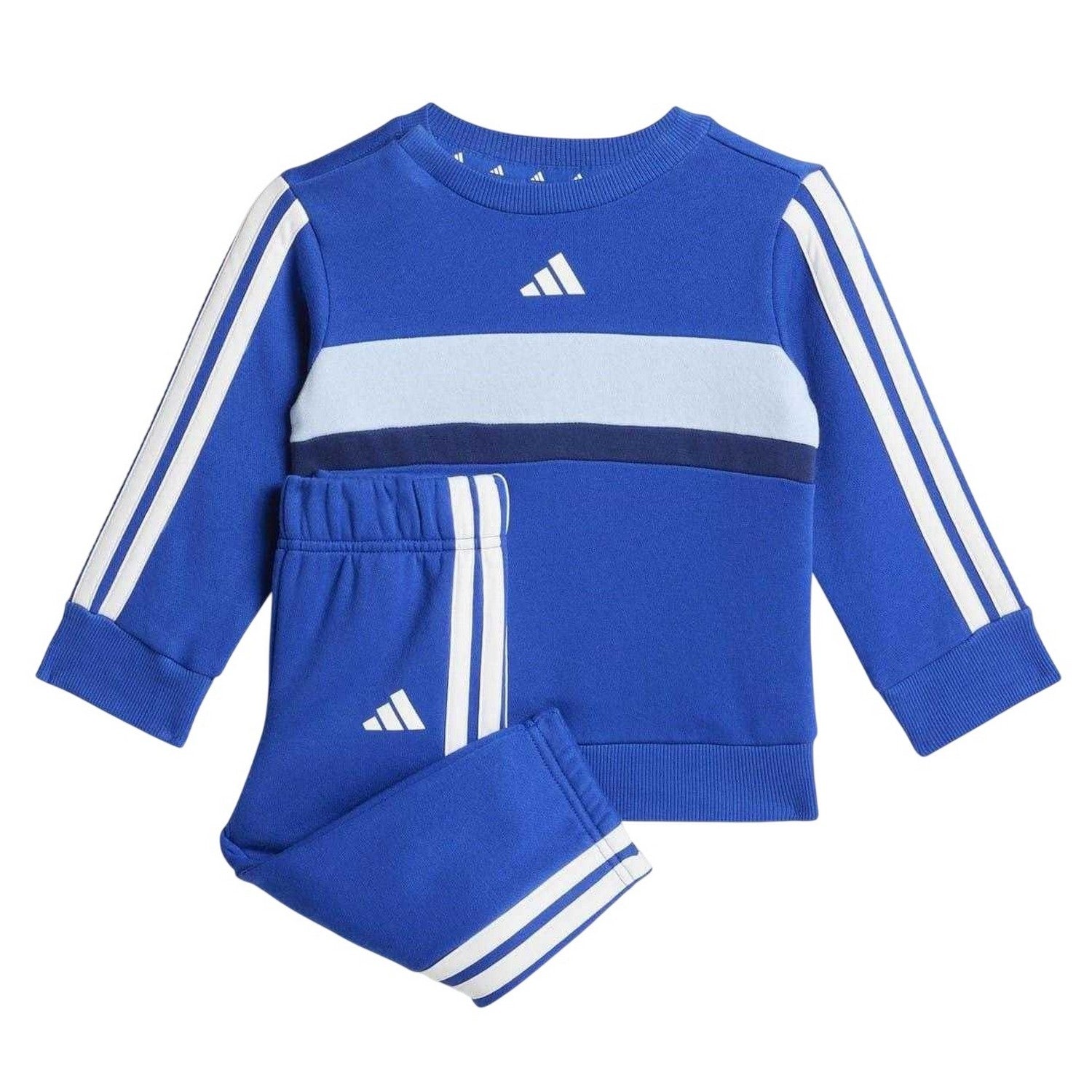 Blue-Grey - Front - Adidas Baby Long-Sleeved Tracksuit Set