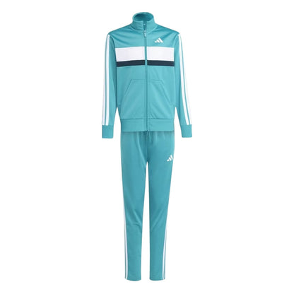 Green-White - Front - Adidas Childrens-Kids Essentials Tiberio Colour Block Tracksuit