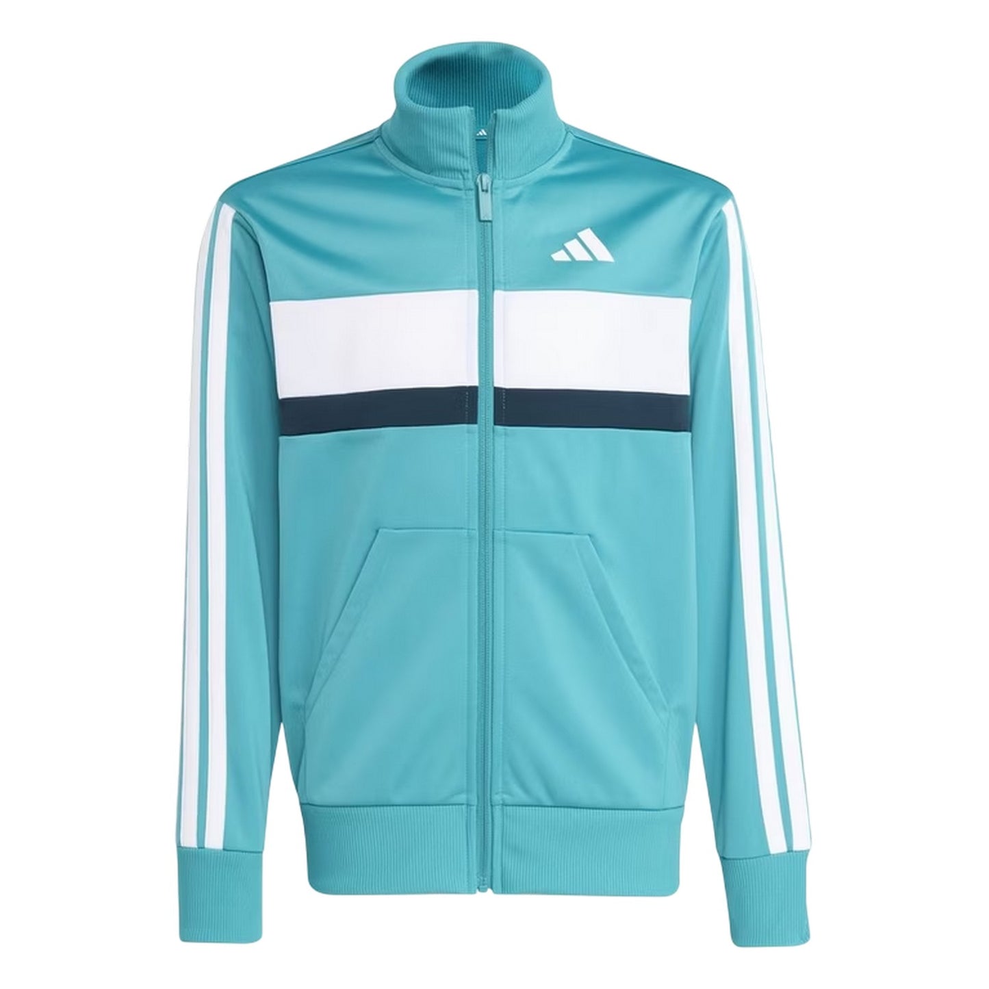 Green-White - Back - Adidas Childrens-Kids Essentials Tiberio Colour Block Tracksuit