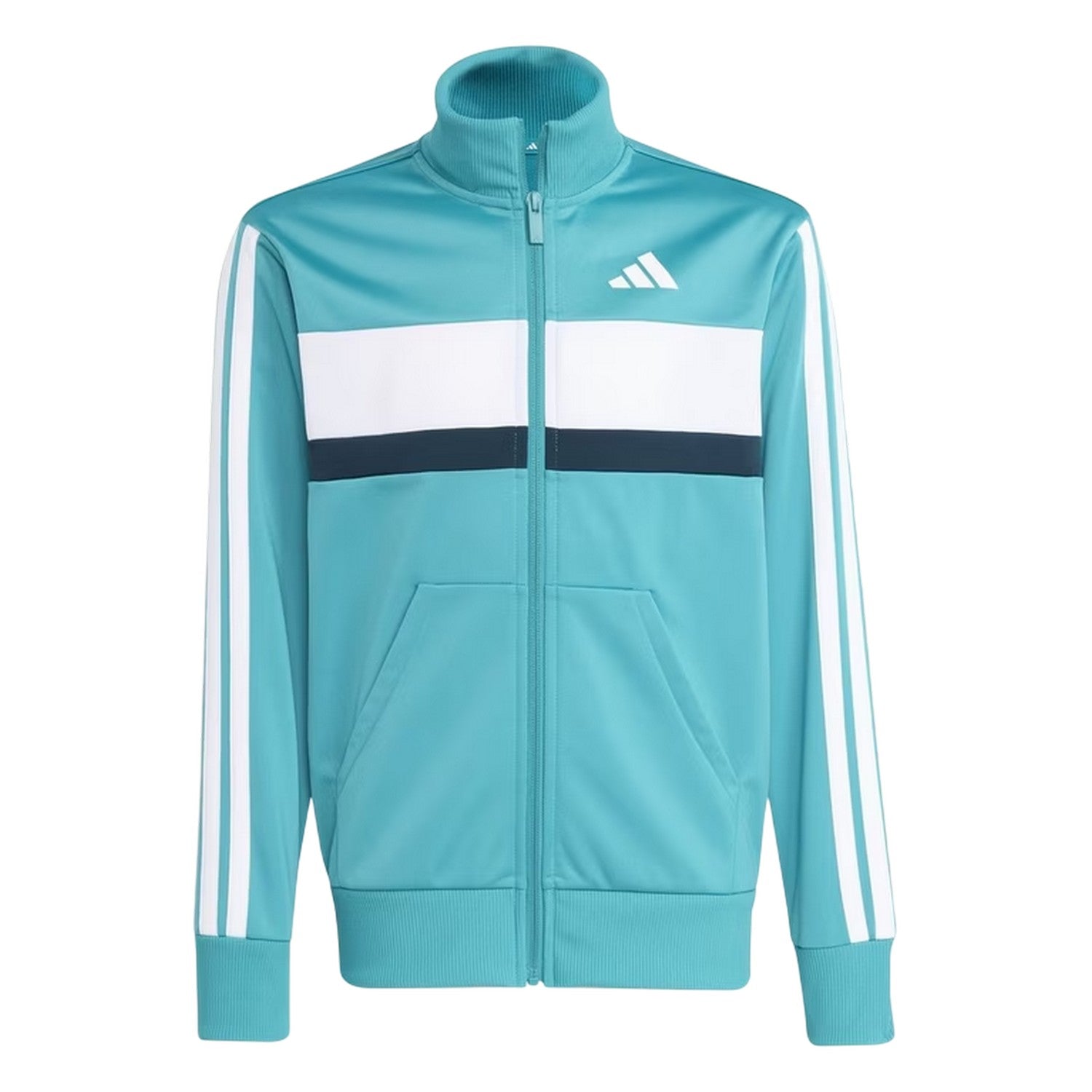 Green-White - Back - Adidas Childrens-Kids Essentials Tiberio Colour Block Tracksuit