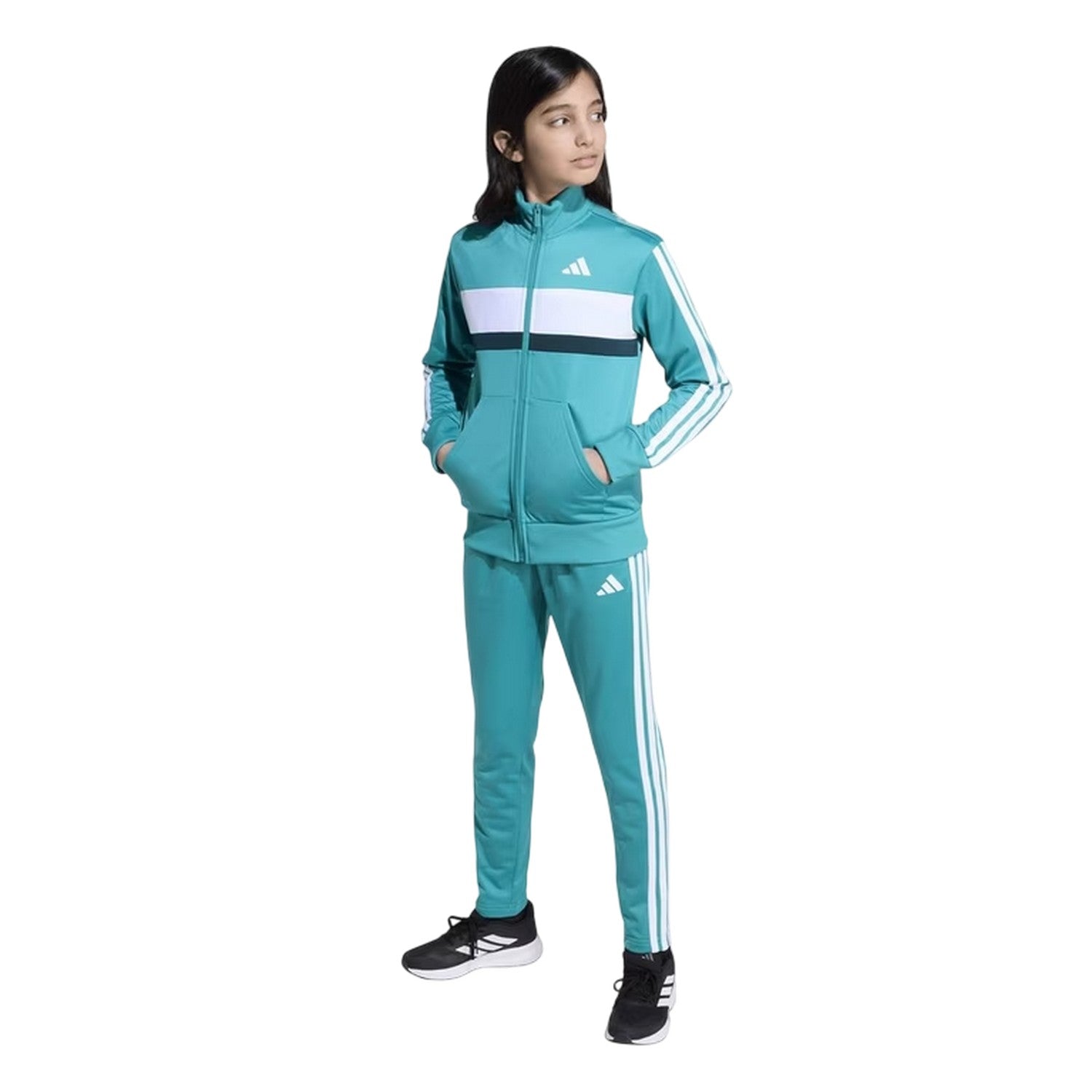 Green-White - Lifestyle - Adidas Childrens-Kids Essentials Tiberio Colour Block Tracksuit
