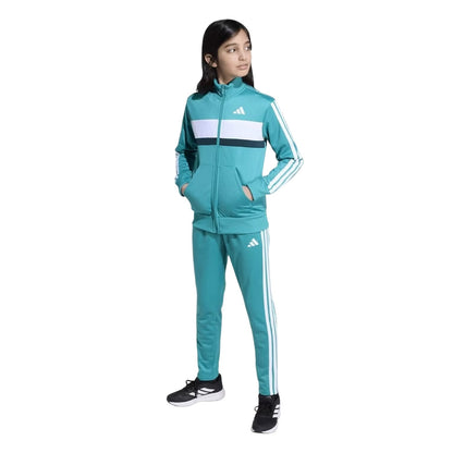 Green-White - Lifestyle - Adidas Childrens-Kids Essentials Tiberio Colour Block Tracksuit