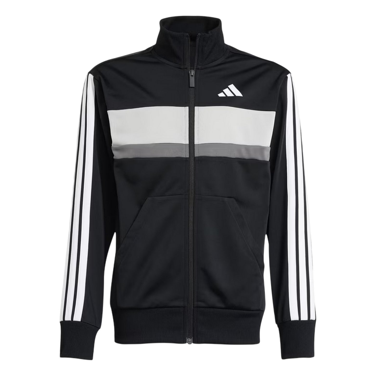 Black-Grey-White - Back - Adidas Childrens-Kids Essentials Tiberio Colour Block Tracksuit