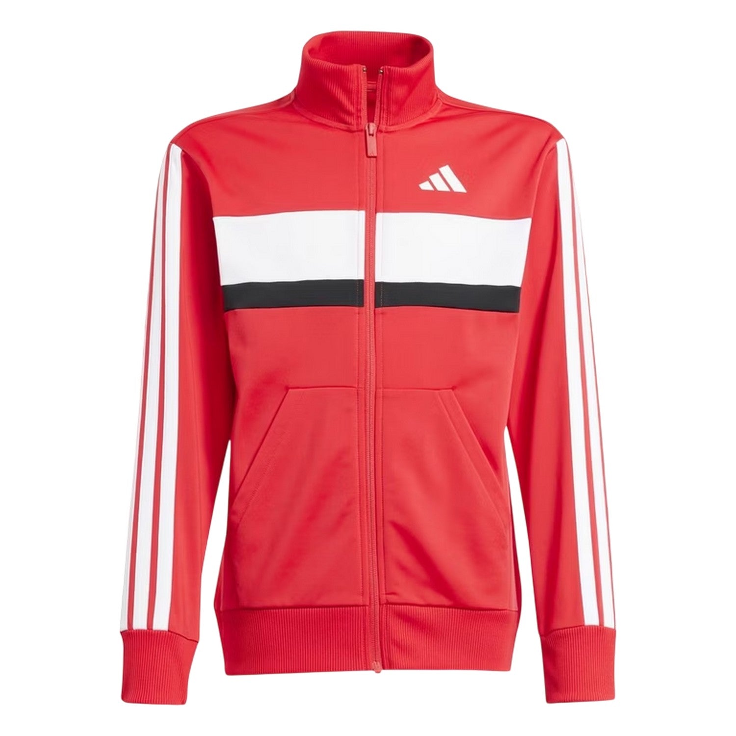 Red-Black-White - Back - Adidas Childrens-Kids Essentials Tiberio Colour Block Tracksuit