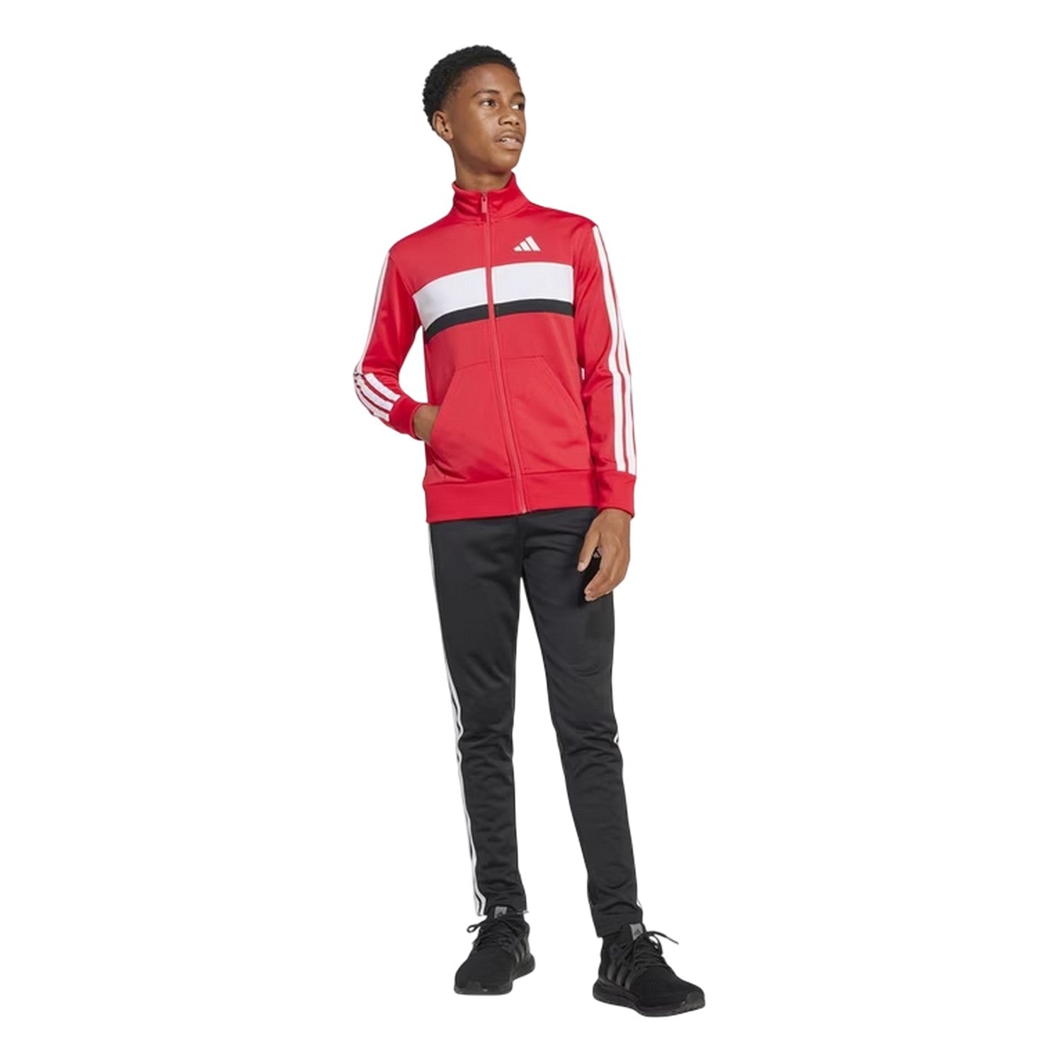 Red-Black-White - Lifestyle - Adidas Childrens-Kids Essentials Tiberio Colour Block Tracksuit