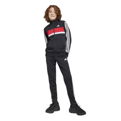Black-Red - Lifestyle - Adidas Childrens-Kids Essentials Tiberio Colour Block Tracksuit