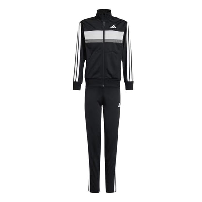 Black-Grey-White - Front - Adidas Childrens-Kids Essentials Tiberio Colour Block Tracksuit